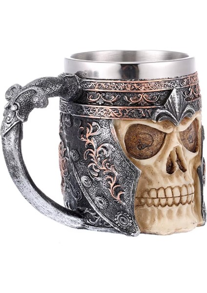 Premium Paslanmaz Çelik Iç Hazneli Kurukafa Görünümlü Viking Bira Kupası – Kupa Tasarım 400ML