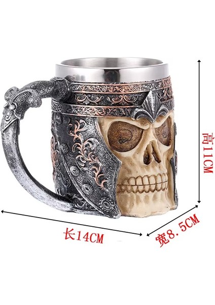 Premium Paslanmaz Çelik Iç Hazneli Kurukafa Görünümlü Viking Bira Kupası – Kupa Tasarım 400ML fiyatları