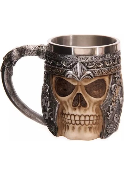 Premium Paslanmaz Çelik Iç Hazneli Kurukafa Görünümlü Viking Bira Kupası – Kupa Tasarım 400ML fırsatları