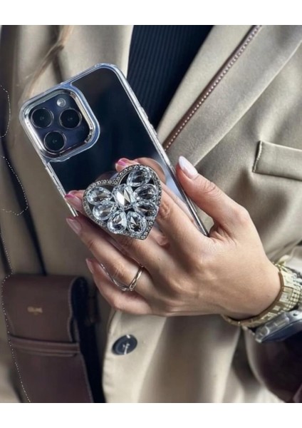 Iphone Uyumlu Kalpli Pop Socketli Aynalı Kılıf