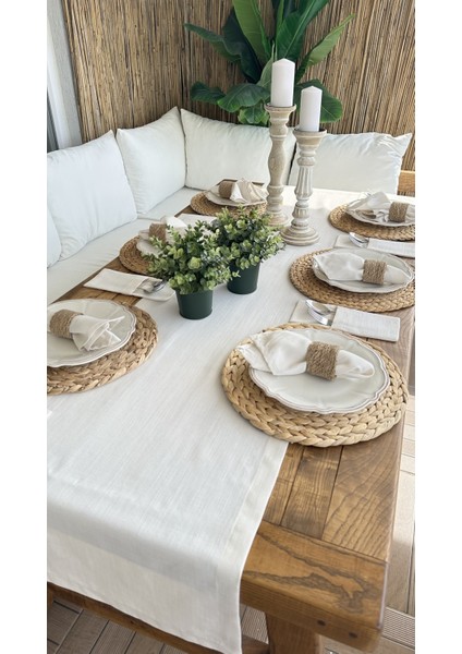Keten Dokulu Ekru Runner (Peçetesiz) modelleri