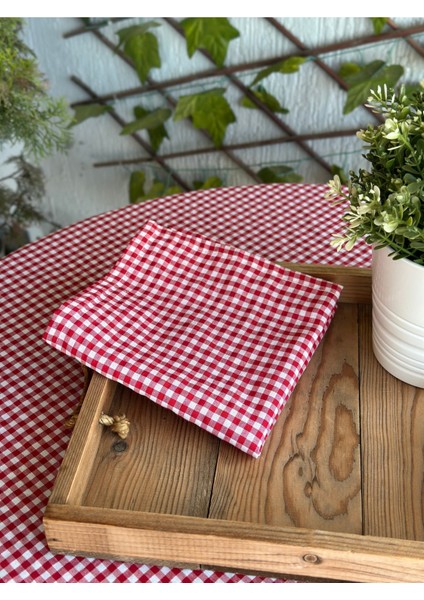 6 Ad Thin Keten Kumaş Kırmızı Pötikareli Peçete fiyatları