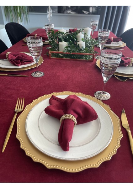 6 Adet Dertsiz Kadife Dokulu Bordo Kumaş Peçete fiyatları