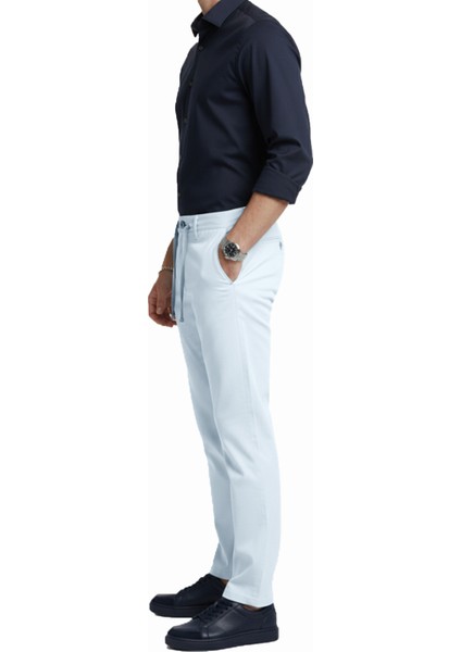 Erkek Buz Mavisi Esnek Kumaş Slim Fit Beli Lastikli Günlük Spor Pantolon 2601070 fiyatları