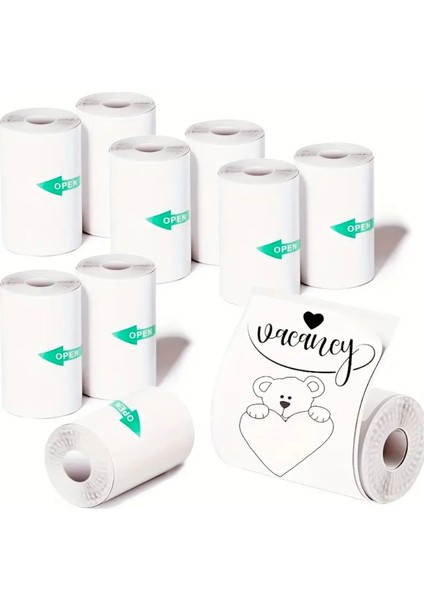 5 Adet Mini Yazıcı Rulosu Beyaz Kendinden Yapışkanlı - 57X25 mm Termal Yazıcı Rulosu Sticker