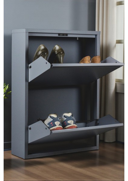 Metal Ayakkabalık 2'li Antrasit Ayakkabılık modelleri