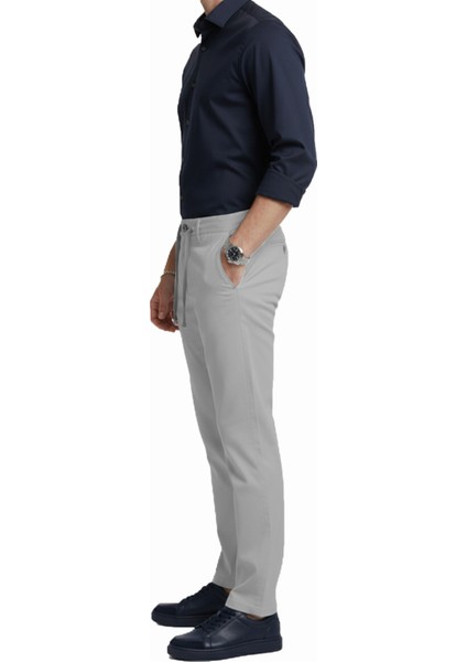 Erkek Gri Esnek Kumaş Slim Fit Beli Lastikli Günlük Spor Pantolon 2601070 fiyatları
