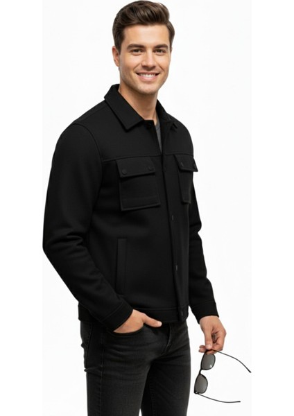 Erkek Siyah Silim Fit Mevsimlik Süet Spor Mont BGL-ST05016 modelleri