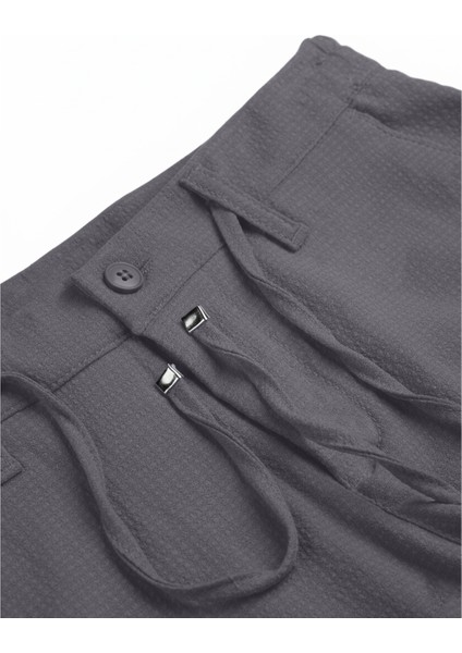Erkek Füme Likralı Gofre Kumaş Beli Lastikli Ipli Slim Fit Günlük Pantolon 2600650 fırsatları
