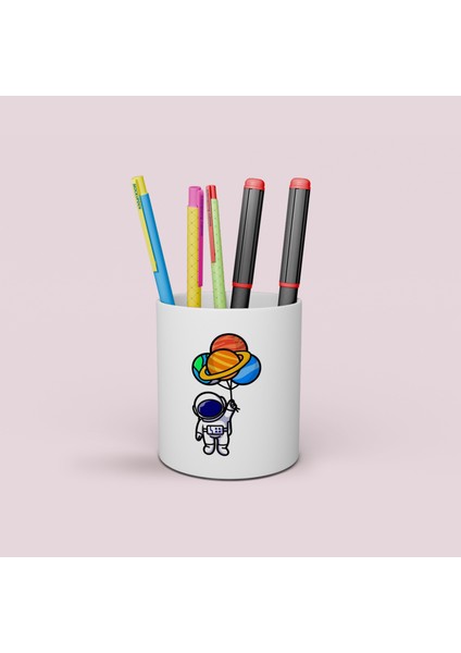 Astronot Baskılı Kalemlik / Kalemlik / Masa Üstü Kalemlik