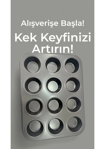 12 Gözlü Teflon Çelik Kek Kalıbı | Profesyonel Muffin Kalıbı | Yapışmaz 12’li Fırın Kalıbı fırsatları