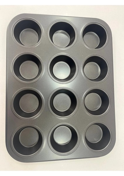 12 Gözlü Teflon Çelik Kek Kalıbı | Profesyonel Muffin Kalıbı | Yapışmaz 12’li Fırın Kalıbı indirimleri