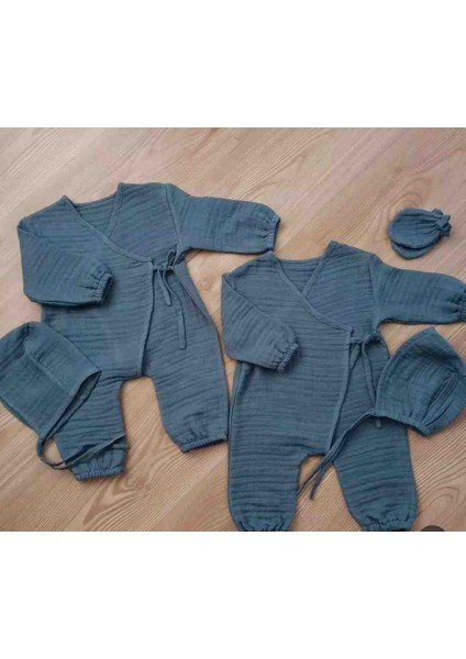 Müslin Bebek Tulumu Alt Üst Takım / Şapka /eldiven / Hastane Çıkışı