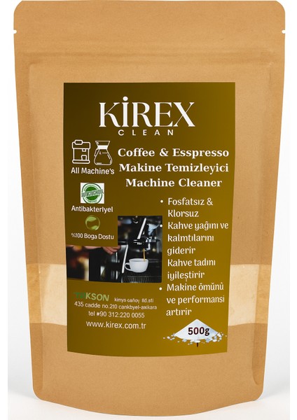 Kahve Espresso Makinaları Kahve Kalıntıları ve Yağ Temizleyici Toz 4 Kullanım 100G Doğal modelleri