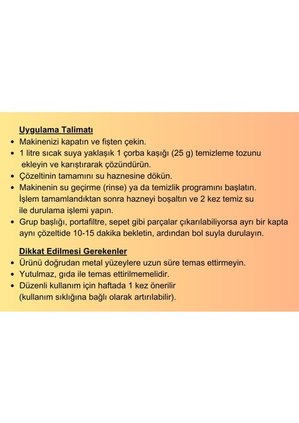 Kahve Espresso Makinaları Kahve Kalıntıları ve Yağ Temizleyici Toz 4 Kullanım 100G Doğal indirimleri