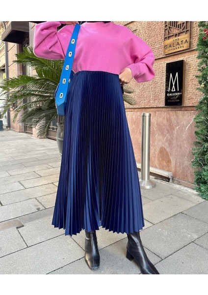 Luxefit Deri Görünümlü Lastikli Piliseli Etek (90 cm ) modelleri