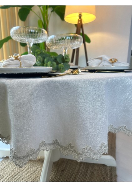 Keten Dokulu Gold Simli Dantel Detaylı Ekru Yuvarlak Masa Örtüsü (Peçete Dahil Değil) fırsatları