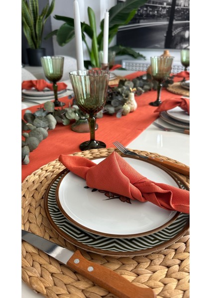 6 Adet Keten Dokulu Kiremit Tarçın Peçete fiyatları