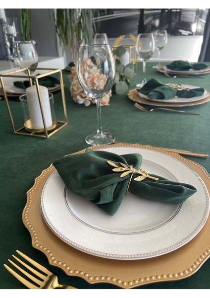 Kadife Dokulu Dertsiz Leke Tutmaz Koyu Yeşil Masa Örtüsü (Peçete Dahil Değil ) modelleri