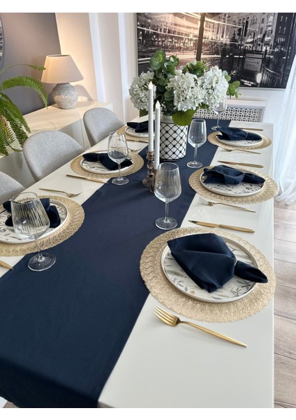 Pamuklu Leke Tutmaz Dertsiz Lacivert Runner (Peçete Dahil Değildir)