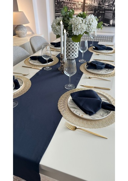 Pamuklu Leke Tutmaz Dertsiz Lacivert Runner (Peçete Dahil Değildir)