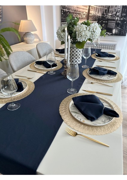 Pamuklu Leke Tutmaz Dertsiz Lacivert Runner (Peçete Dahil Değildir)