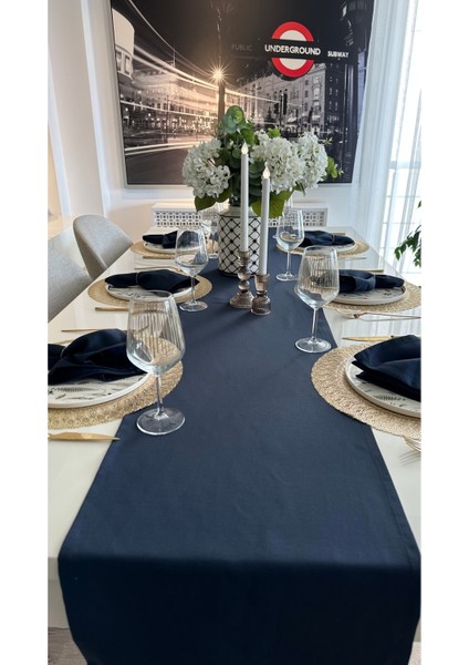 Pamuklu Leke Tutmaz Dertsiz Lacivert Runner (Peçete Dahil Değildir)