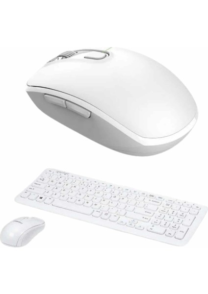 Kablosuz Klavye Mouse Seti Beyaz Q Klavye Tüm Cihazlara Uyumlu fırsatları