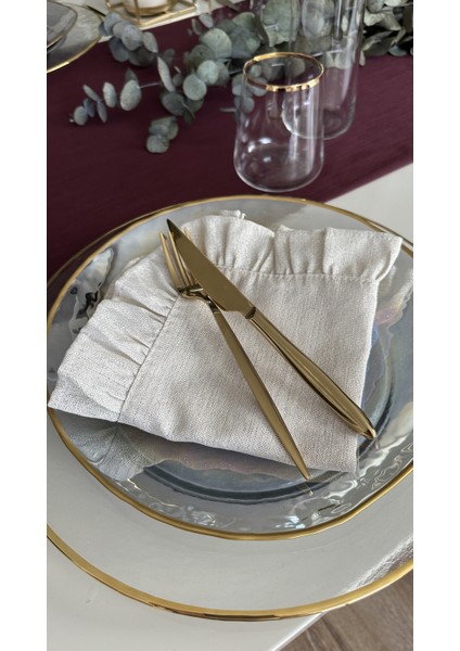 6 Adet Fırfırlı Gold Simli Ekru Peçete Özel Tasarım Peçete fiyatları