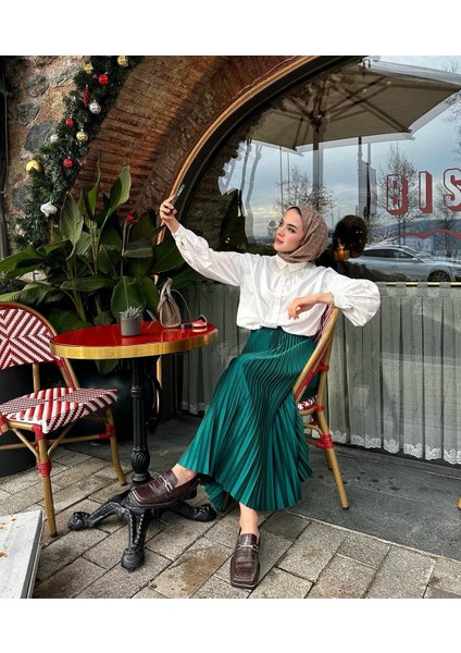 Luxefit Deri Görünümlü Lastikli Piliseli Etek (90 cm) modelleri