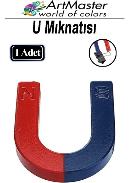 U Şekilli Mıknatıs 1 Adet Deney Malzemesi Kırmızı Mavi Boyalı Mıknatıs Okul Projeleri Için U Şekilli At Nalı Mıknatıs