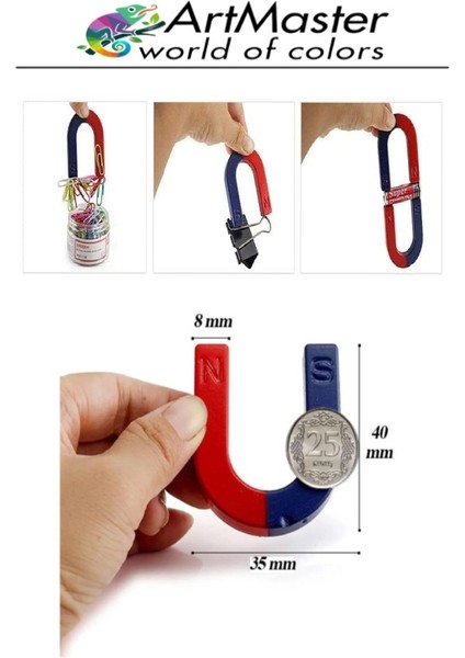 U Şekilli Mıknatıs 1 Adet Deney Malzemesi Kırmızı Mavi Boyalı Mıknatıs Okul Projeleri Için U Şekilli At Nalı Mıknatıs fırsatları