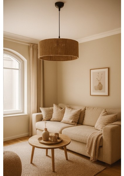 Bohem Hasır Avize Rustik Avize Jüt Model Aydınlatma - Prestigio Loess