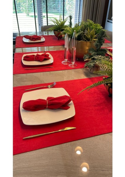 6 Adet Kadife Dokulu Kırmızı Peçete Dertsiz Kumaş Peçete fiyatları