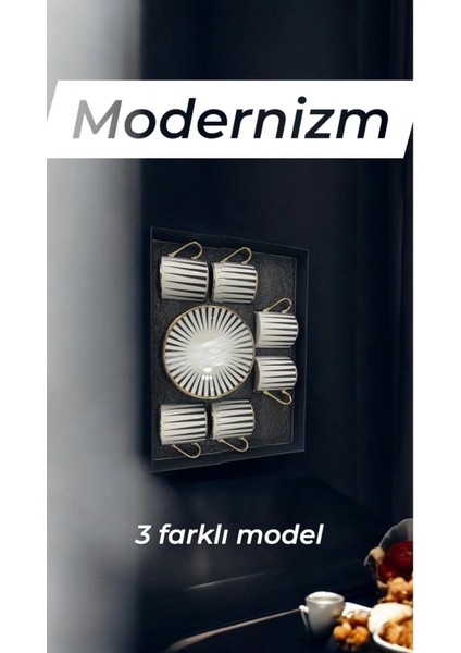 Modern Çizgilerle Şıklık: 6’lı Altın Detaylı Kahve Fincanı Takımı fiyatları