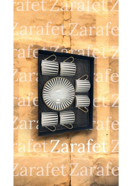 Modern Çizgilerle Şıklık: 6’lı Altın Detaylı Kahve Fincanı Takımı