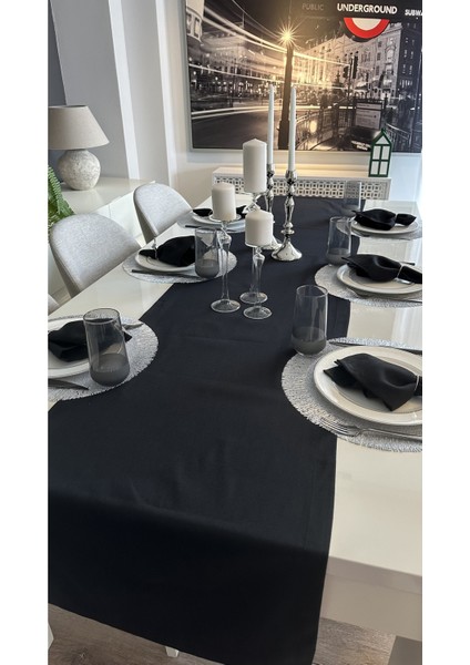 Pamuklu Leke Tutmaz Siyah Runner 1 Ad (Peçetesiz)