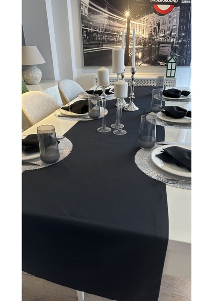 Pamuklu Leke Tutmaz Siyah Runner 1 Ad (Peçetesiz)