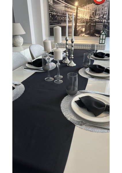 Pamuklu Leke Tutmaz Siyah Runner 1 Ad (Peçetesiz)