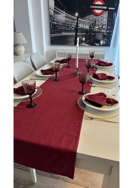 Keten Dokulu Şarabi Bordo Runner (Peçetesiz) fiyatları