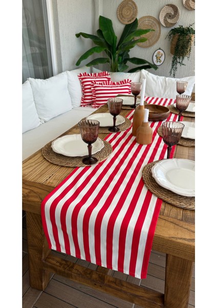 Kırmızı Çizgili Dertsiz Leke Tutmaz Sıvı Geçirmez Runner