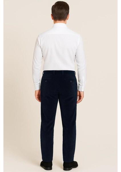 Rahat Kesim Kışlık Içi Polarlı Açık Lacivert Erkek Kadife Baba Pantolon modelleri