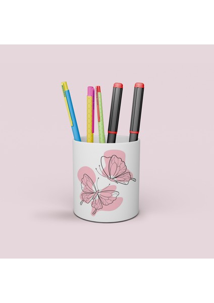Kelebek Baskılı Kalemlik / Kalemlik / Masa Üstü Kalemlik