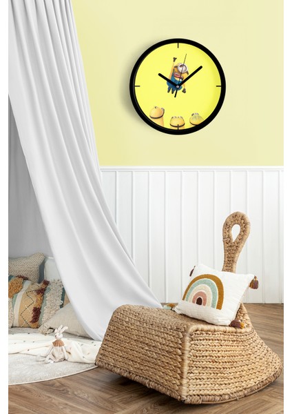 Sevimli Minyonlar Temalı Çocuk Odası Modern Duvar Saati - 25CM - Önü Camlı Siyah Kasa fiyatları