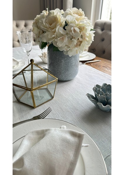 Keten Dokulu Sedefli Simli Beyaz Uzun Runner (Peçete Dahil Değil ) indirimleri