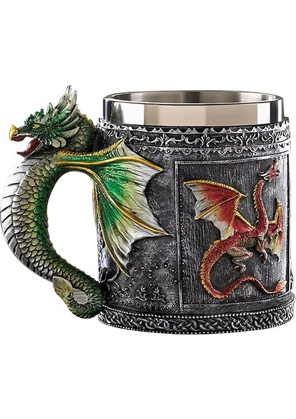 Premium Paslanmaz Çelik Iç Hazneli Ejderha Viking Görünümlü Kupası – Kupa Tasarım 450ML