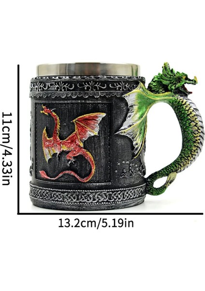 Premium Paslanmaz Çelik Iç Hazneli Ejderha Viking Görünümlü Kupası – Kupa Tasarım 450ML fiyatları