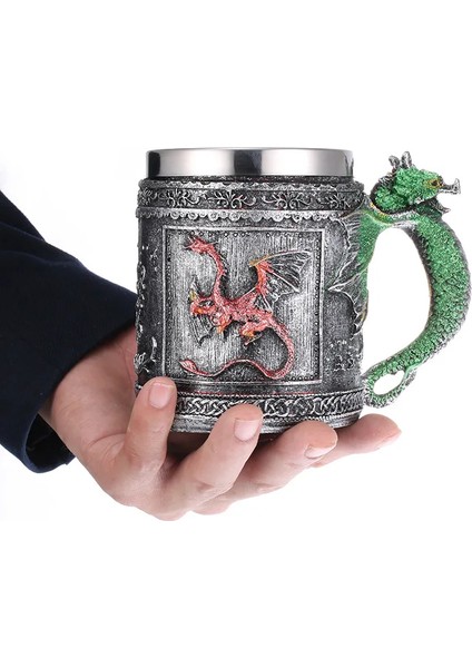 Premium Paslanmaz Çelik Iç Hazneli Ejderha Viking Görünümlü Kupası – Kupa Tasarım 450ML indirimleri