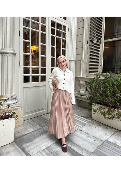 Luxefit Deri Görünümlü Lastikli Piliseli Etek (90cm)