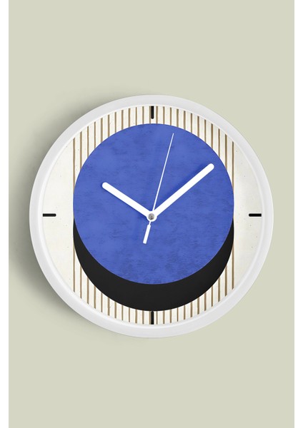 Soyut Tasarım Modern Duvar Saati - 25CM - Önü Camlı Beyaz Kasa - Sessiz Mekanizma